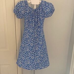 Zara Kids Blue Dress with White Floral Pattern